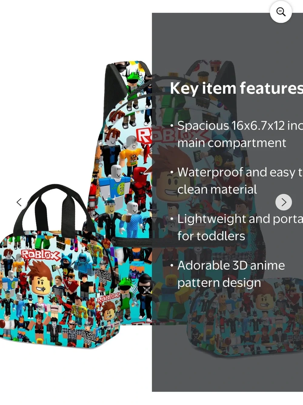 Kids Blue Multi-Character Backpack with Roblox Print